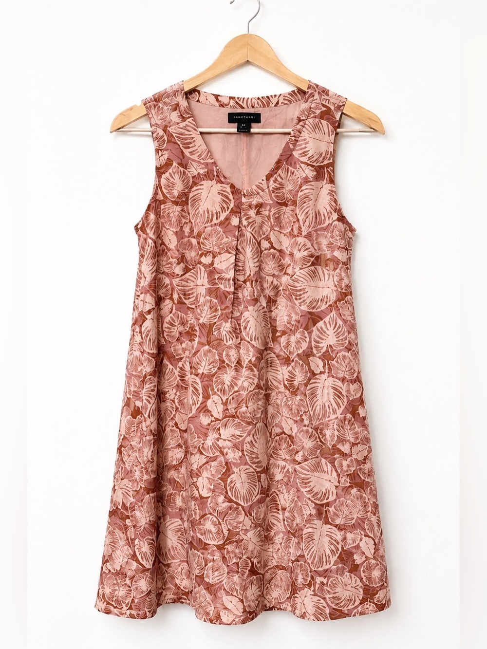 Tahari 100% Linen Tropical Leaf Print Shift Dress Size Small